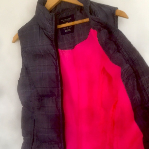 NWOT US Polo Assn Puffer Vest Black Quilted Full Zip Pockets Pink Logo NEW - Picture 4 of 8